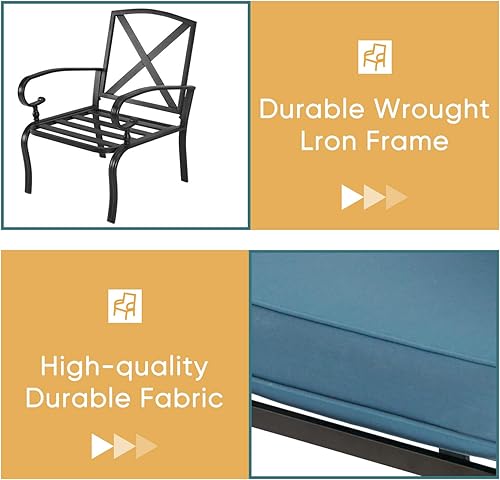 Miniatura 10 de SUNCROWN Juego de 2 sillas de comedor de metal para exteriores para patio, sillas de asiento de bistró para todo tipo de clima, sillas de