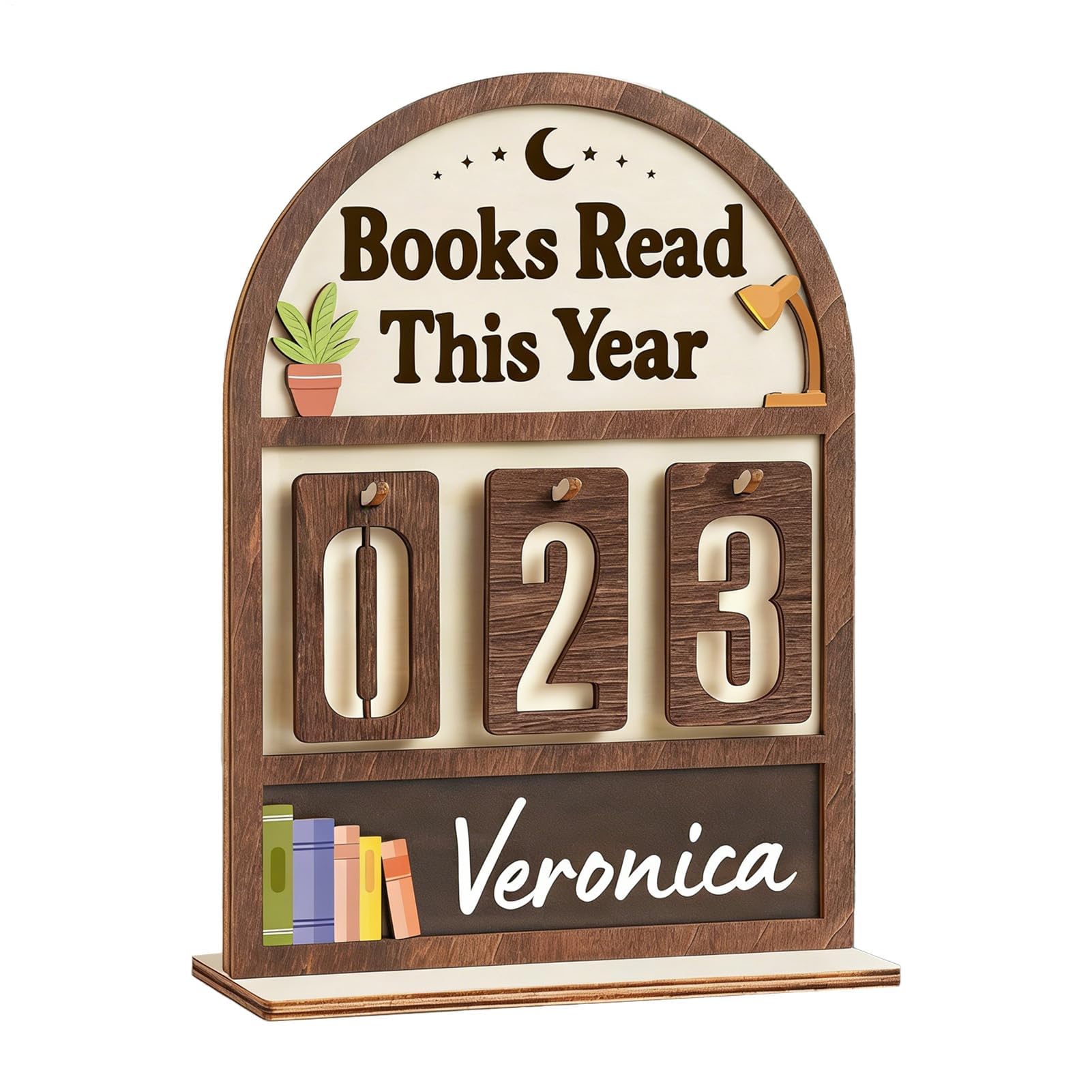 Muiltvoe Book Counter Sign, Wooden Bookshelf Library Decoration, Book Display Sign for Library, Nook, Study, Corner, Home, Workplace, Living Room, Office, Apartment