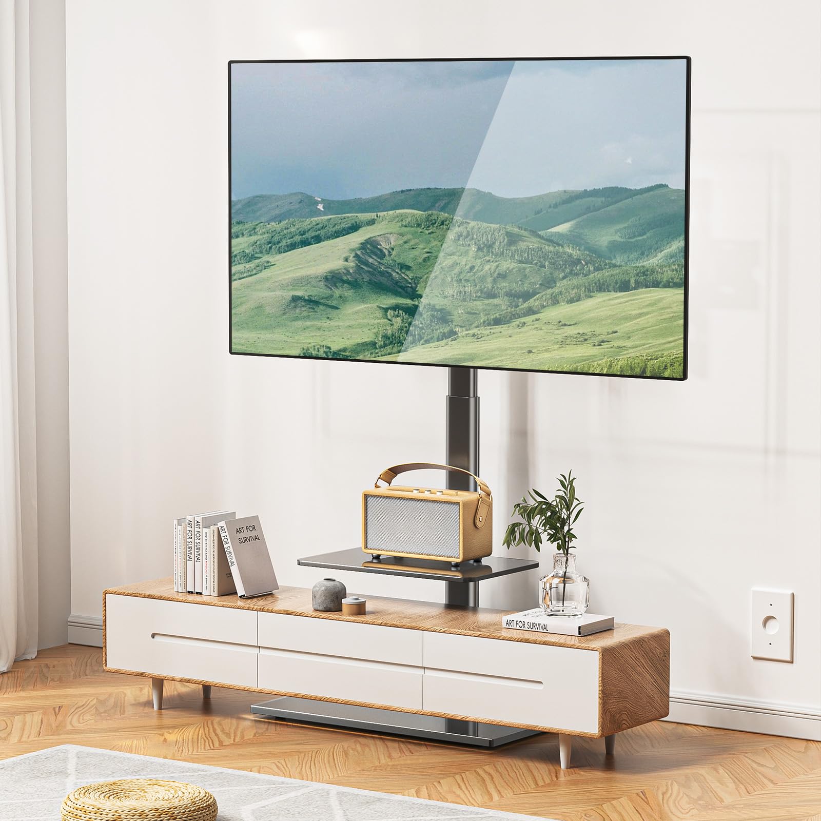 Amazon | WALI フロアテレビスタンド マウント回転高さ調節可能 省