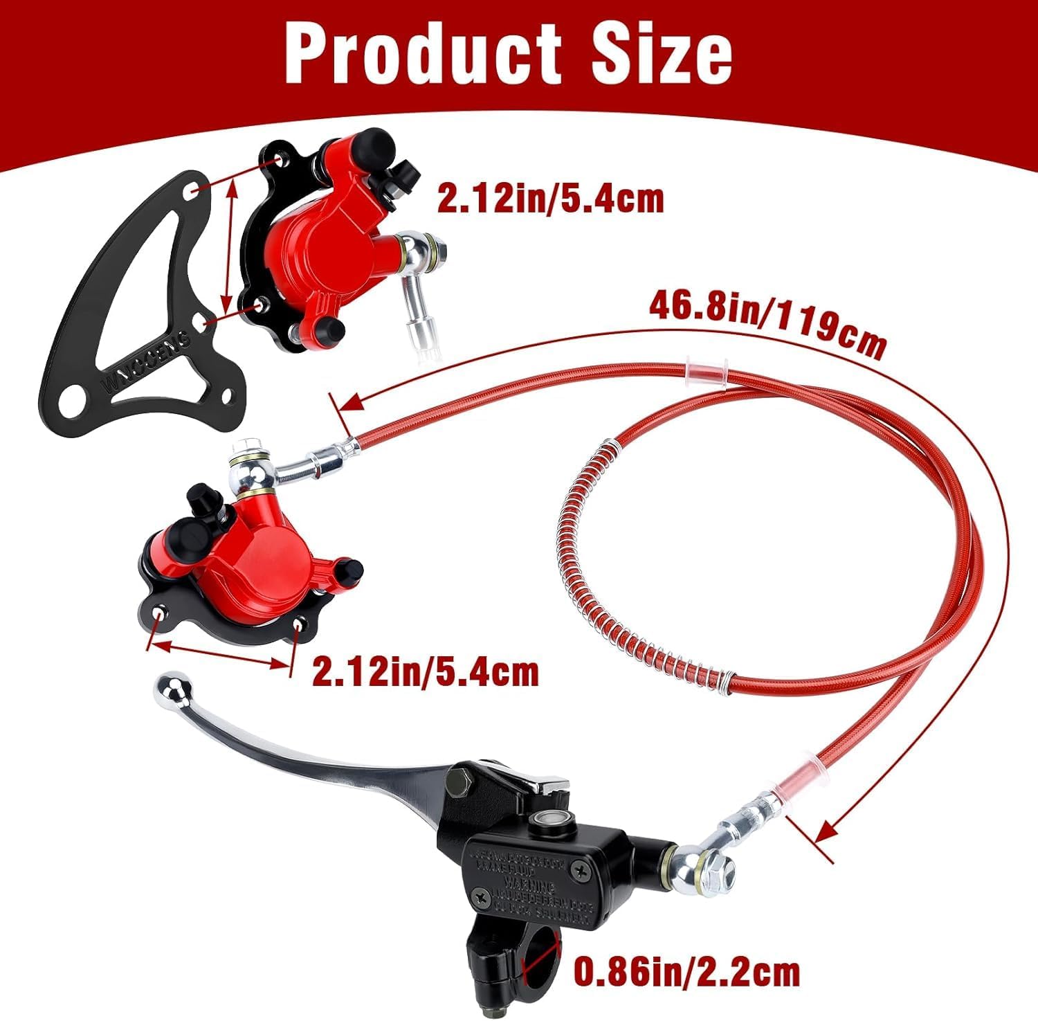 Upgraded GMB100 Mini Bike Hydraulic Brake Caliper Kit with Rear Mounting Bracket for FRP GMB100 Monster Mega moto MMB80 80cc MM-B105 105cc Coleman RB100 RT100 Mini Bike Parts