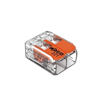 221-612 | WAGO Lever-Nuts Splicing Connector | for Solid and Stranded Conductors | 2-Conductor with Operating levers | 20-10 AWG | Transparent housing | [Bag of 1000 Pieces]