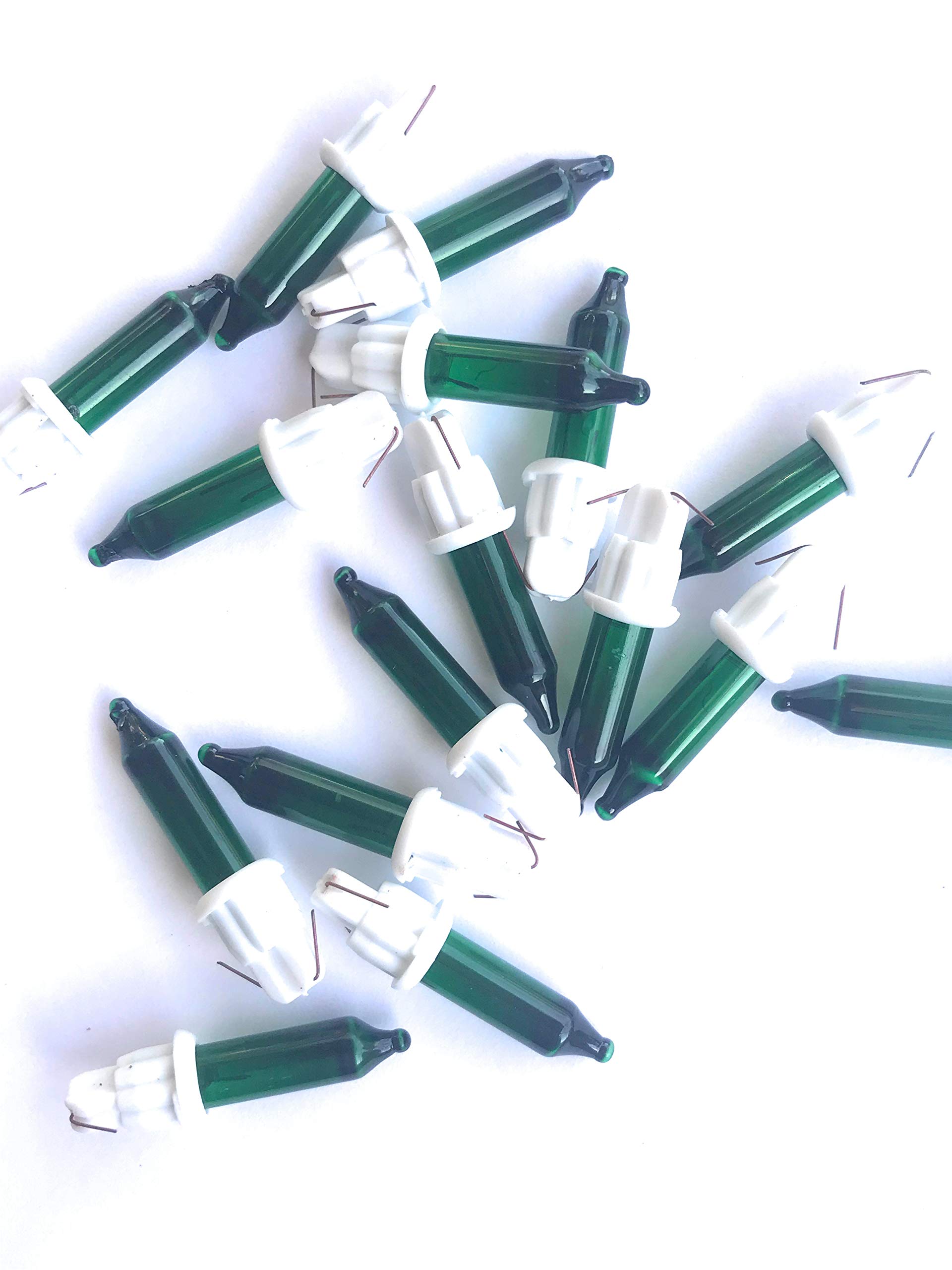 3.5 Volt Green Replacement Christmas Mini Light Bulbs - 100 Green Mini Lights - White Base