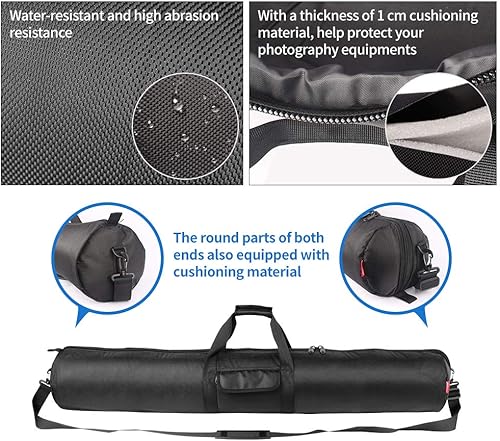 Miniatura 3 de HEMMOTOP Funda de transporte para trípode, 39 x 7 x 7 pulgadas, bolsa de trípode acolchada con correas para el hombro y asas, bolsa de soporte