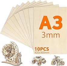 10 Pièces Contreplaqué A3, 420mm×300mm Contreplaqué 3mm, Planche en Bois Bricolage, Bois pour Pyrogravure, Gravure, Modélisme, Découpe Laser, Décoration, Peintures