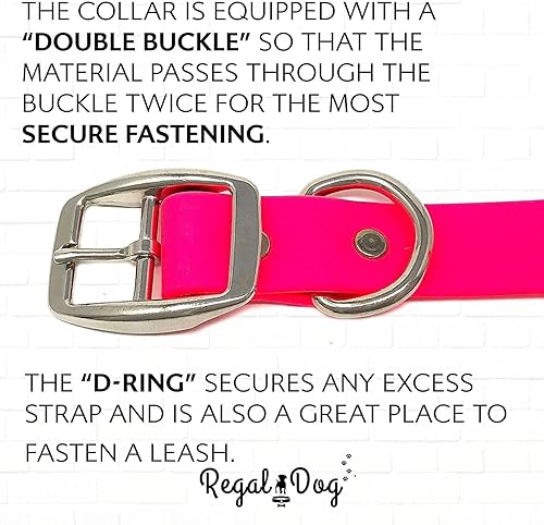 Miniatura 9 de Regal Dog Products Collares de perro grandes, impermeables, color rosa, con placa de nombre grabada personalizada, revestimiento de vinilo, anti