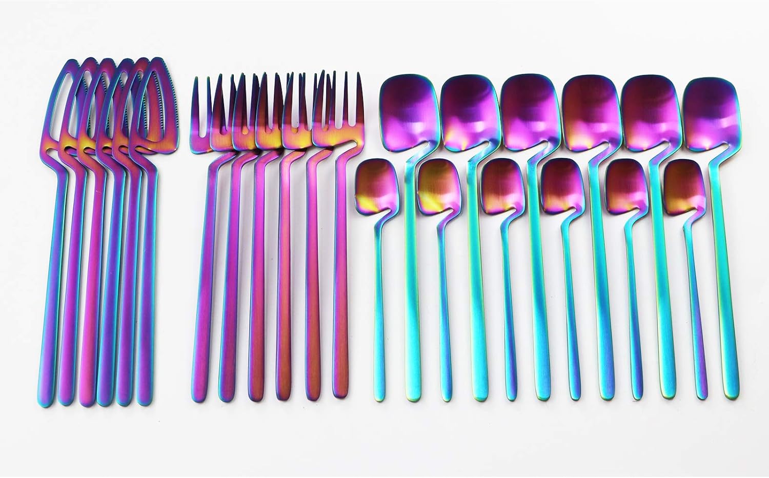 Silverware Set Stainless Steel, 24 Piece Anti-Rust Matte Polished Flatware Utensils Set Service for 6 with Gift Packaging, Dishwasher Safe (Gold Flatware set)