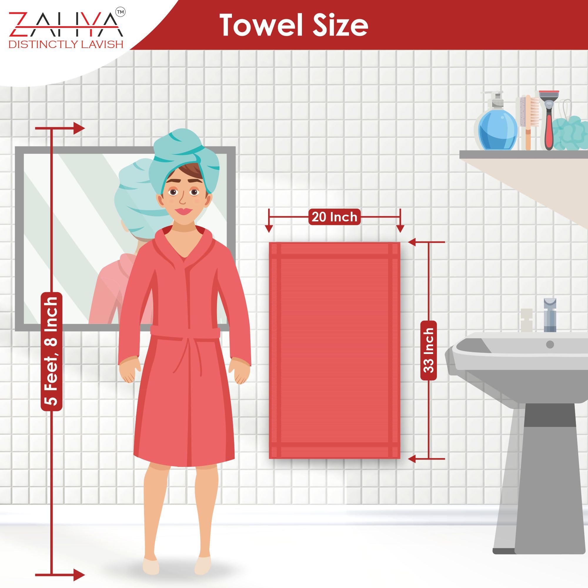 ZAHYA 100% Pure Cotton Zero Twist Gym Towels – Pastel Green, Pack of 3, 33x20 inches 4