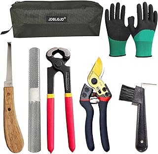 JDBLGJD Farrier Tools,8 inch Farrier Tool Kits ï¼ˆ7 Pieceï¼‰ Goat Hoof Trimmers Mini Rasp Hoof File Goat Pig Equine Metal Shears Professional Farriers Hoof Nipper Cutter Handle Knife Goat Supplies