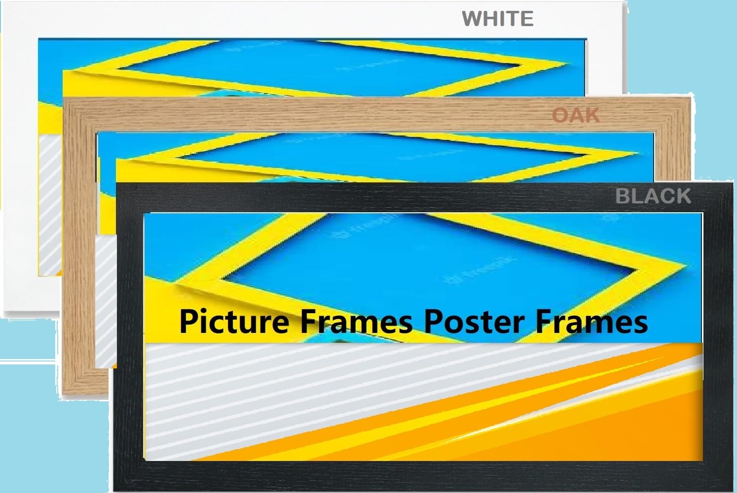 OB2H White,Oak,Black,Wooden effect Picture Frame, Poster Frame (Modern, Oak, 16x24 inch)