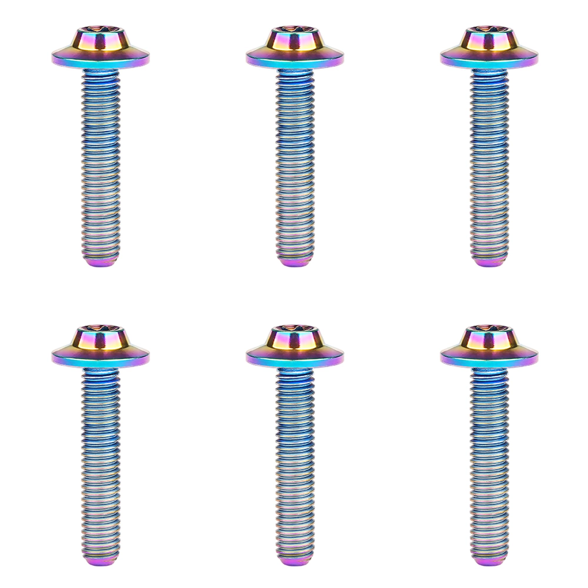 DWAMMEBRS Bolt M5 M6x10 12 15 20 25 30 35mm T25 T30 Torx Head Screw Pack of 6(Rainbow,M5x35mm)