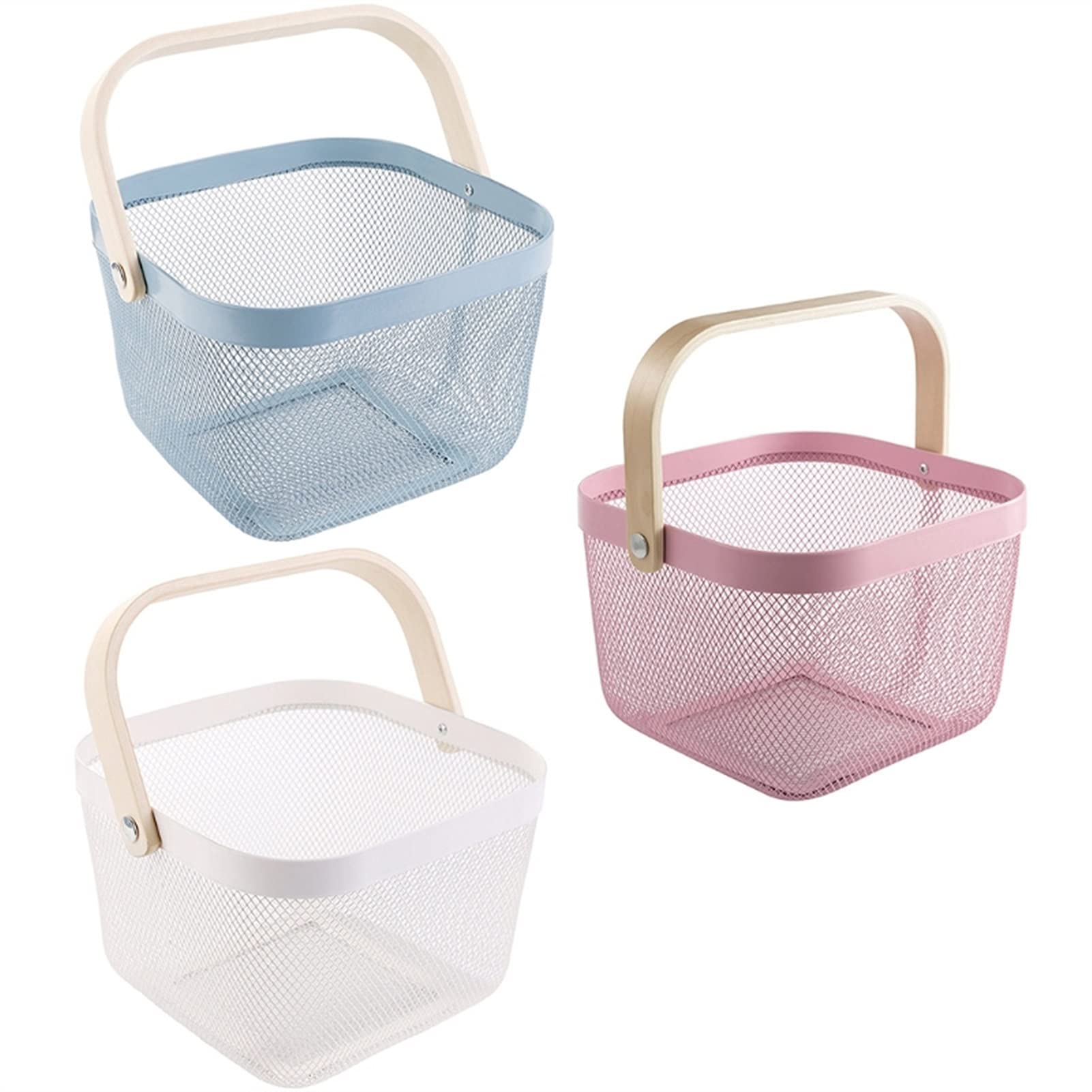 Nowe plastikowe składane koszyk koszyk piknikowy kosz do żywności przekąski owoce do przechowywania warzyw Koszyki na Zakupy (Color : Pink)