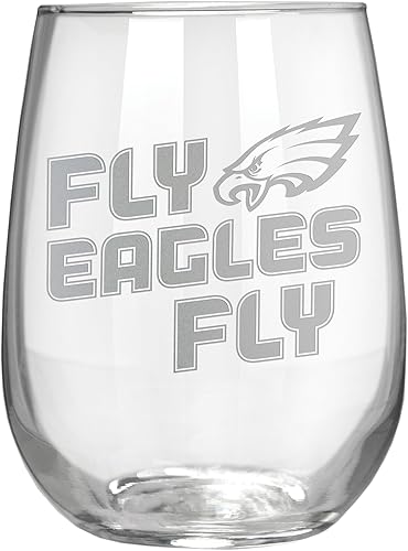 Great American Products Philadelphia Eagles - Copa de vino sin tallo, grabado de 17 onzas