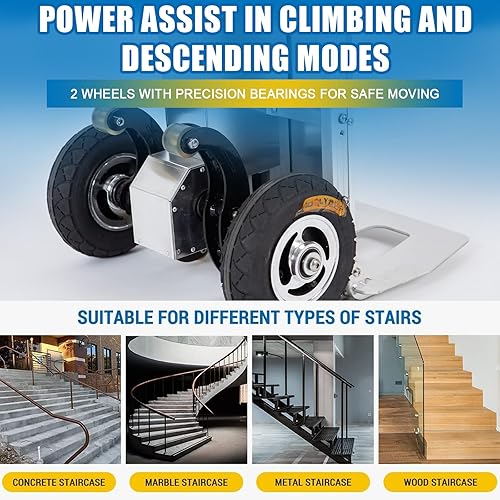 Miniatura 2 de Carrito de mano para escalar escaleras eléctricas, carrito de mano para mudanza, capacidad de 440 libras, resistente escalador de escaleras con