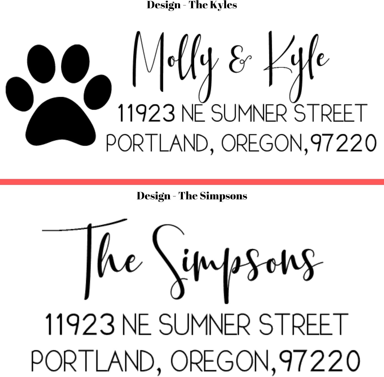 20 Designs to Choose!! Personalized - Address Stamp - Customized Stamp - Self-Inking Return Address Mail 3 Lines Custom Address Stamper - Black Red Blue Purple Green Ink - Wedding Invitation Stamp