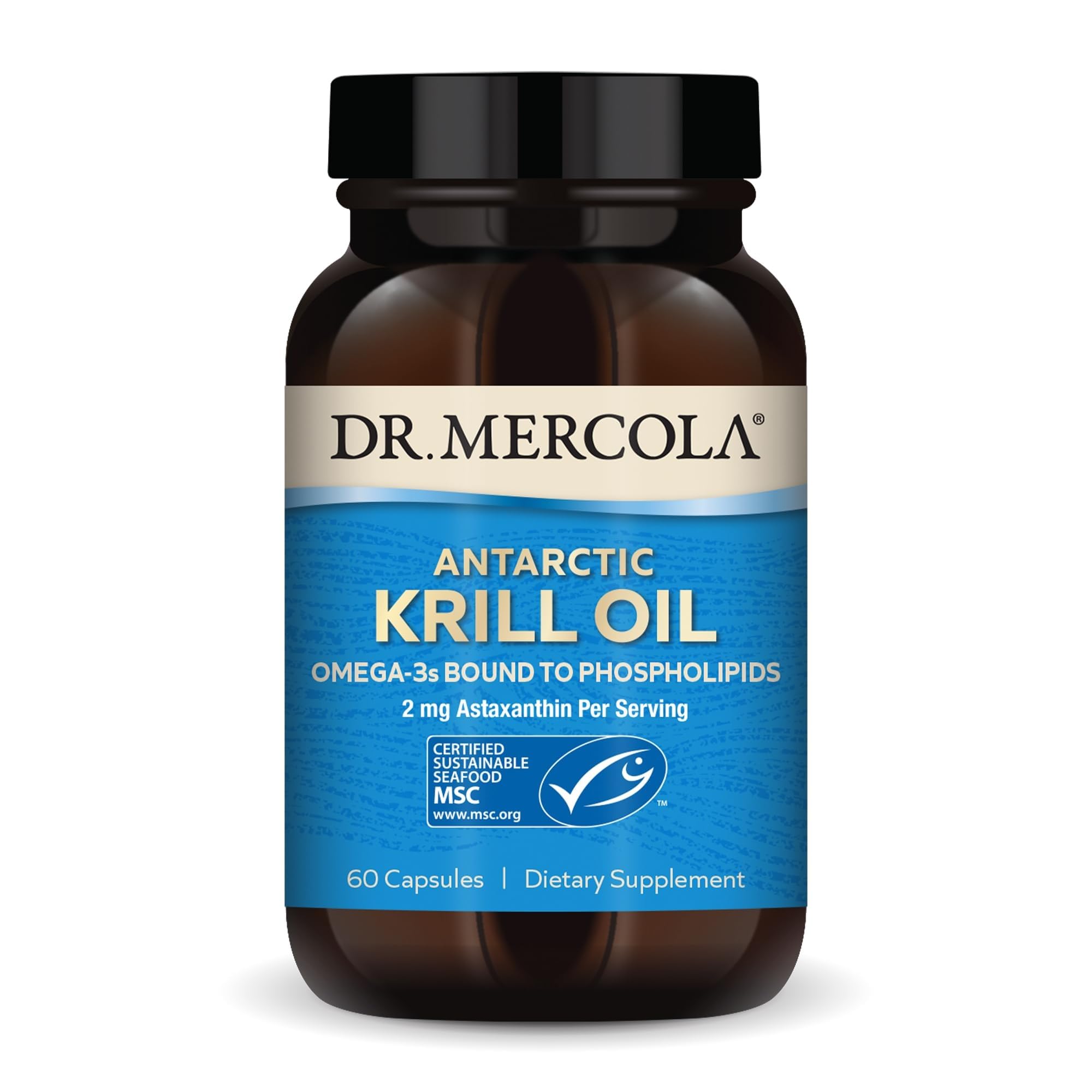 Dr. Mercola Antarctic Krill Oil - 1,000 mg - Omega-3 Supplement with EPA & DHA - Supports Brain, Heart, Joint & Immune Health - GMO-Free, Gluten-Free & Soy-Free - 60 Capsules (30 Servings)