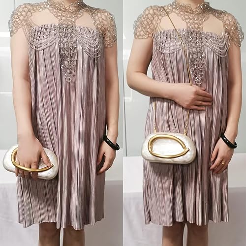 Vista 6 de Bolso cruzado de cadena de moda para mujer, bolso de hombro, bolso de mano acrílico para boda, bolso de noche de concha, clutch formal Un mármol