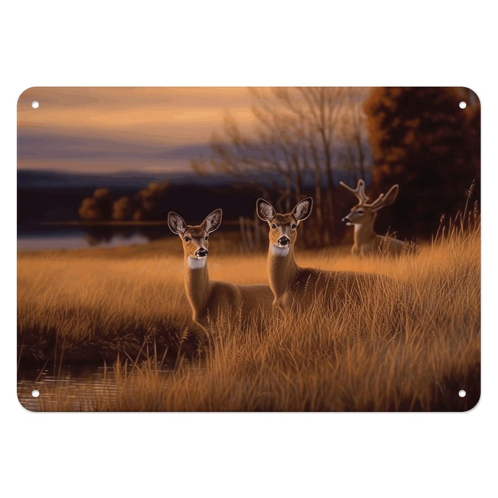 Fekiloot Style Nature Wild Animal Deers Wall Decor Iron Painting Metal Sign