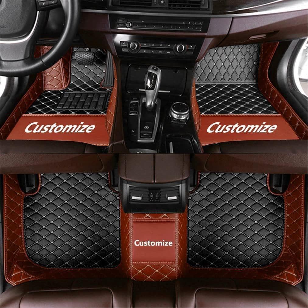 Custom Fit Car Floor Mats - Full Coverage Automotive Leather Floor Liners for Most Vehicles by MingyunSM (Black & Brown)