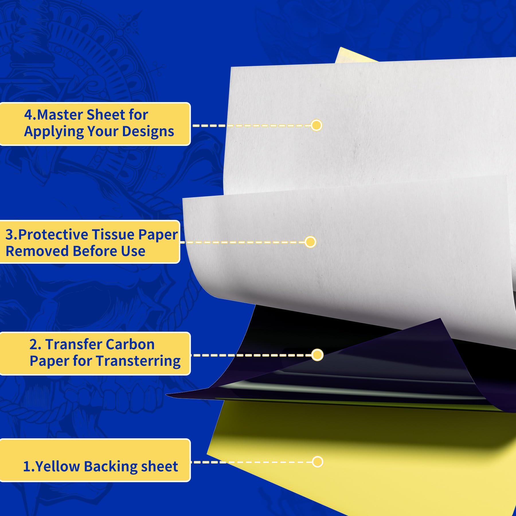 Tattmuse 35 Sheet 4 Layers Stencil Paper for Tattooing Tattoo Paper Transfer Printable for Tattoo Thermal Transfer Paper for Tattooing Stencil Paper Sheets - Image 2