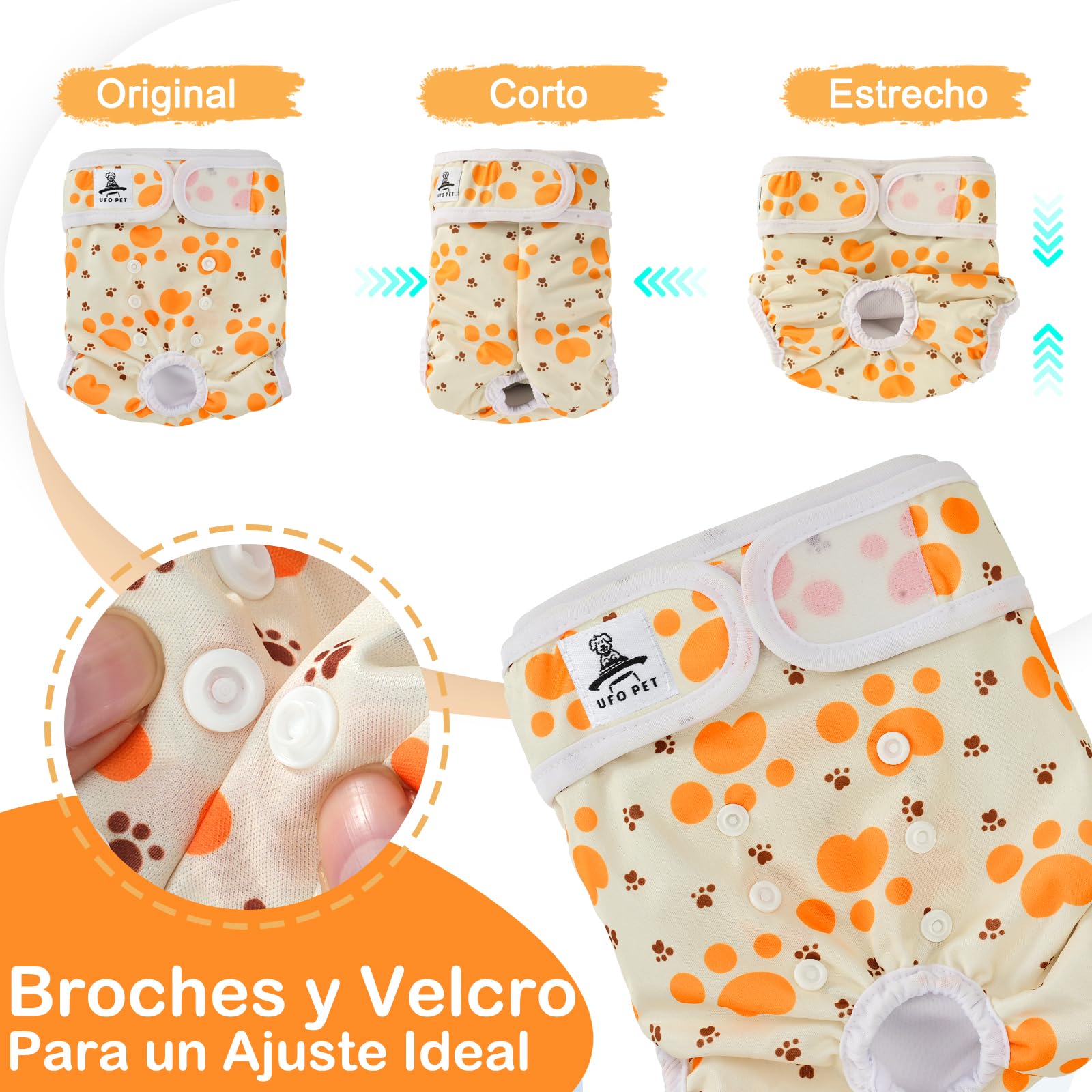 Pañales Perro Hembra Lavables S (3 Piezas), Pañales para Perros Hembra Reutilizables y Altamente Absorbentes, Pañal Perro Hembra con Botones Ajustables