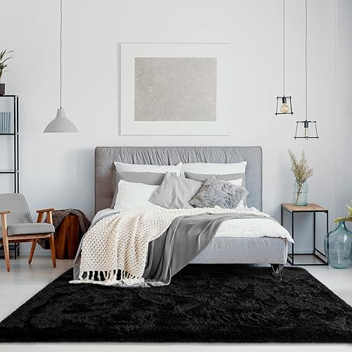 Miniatura 4 de Jelymark - Alfombra de interior peluda, mullida y supersuave para dormitorio, de 3 x 5 pies, para sala de estar, decoración del hogar, dormitorio