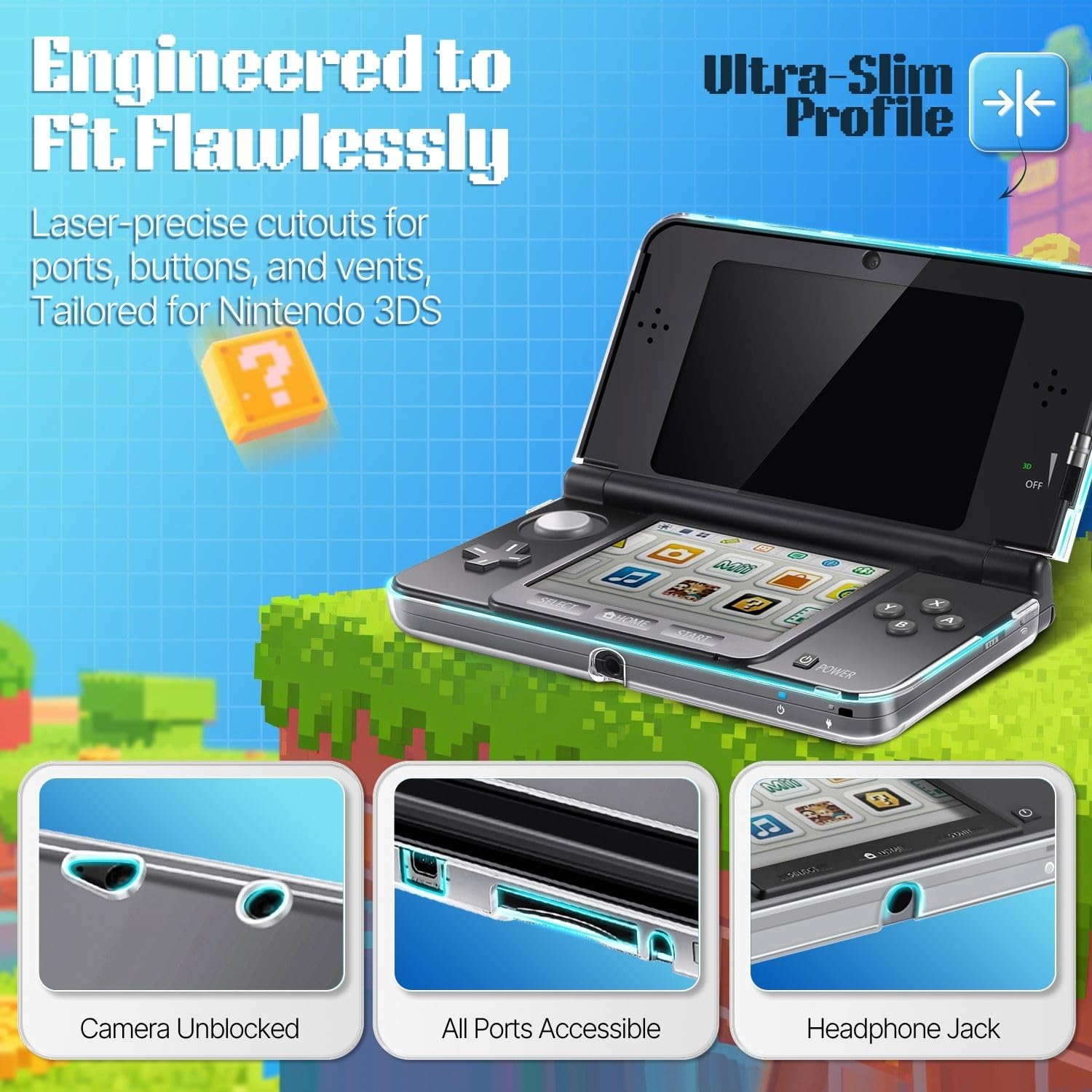 TNP 3DS Case - Ultra Clear Crystal Transparent Hard Shell Protective Case Cover Skin Accessory Compatible with Nintendo 3DS by TNP Products