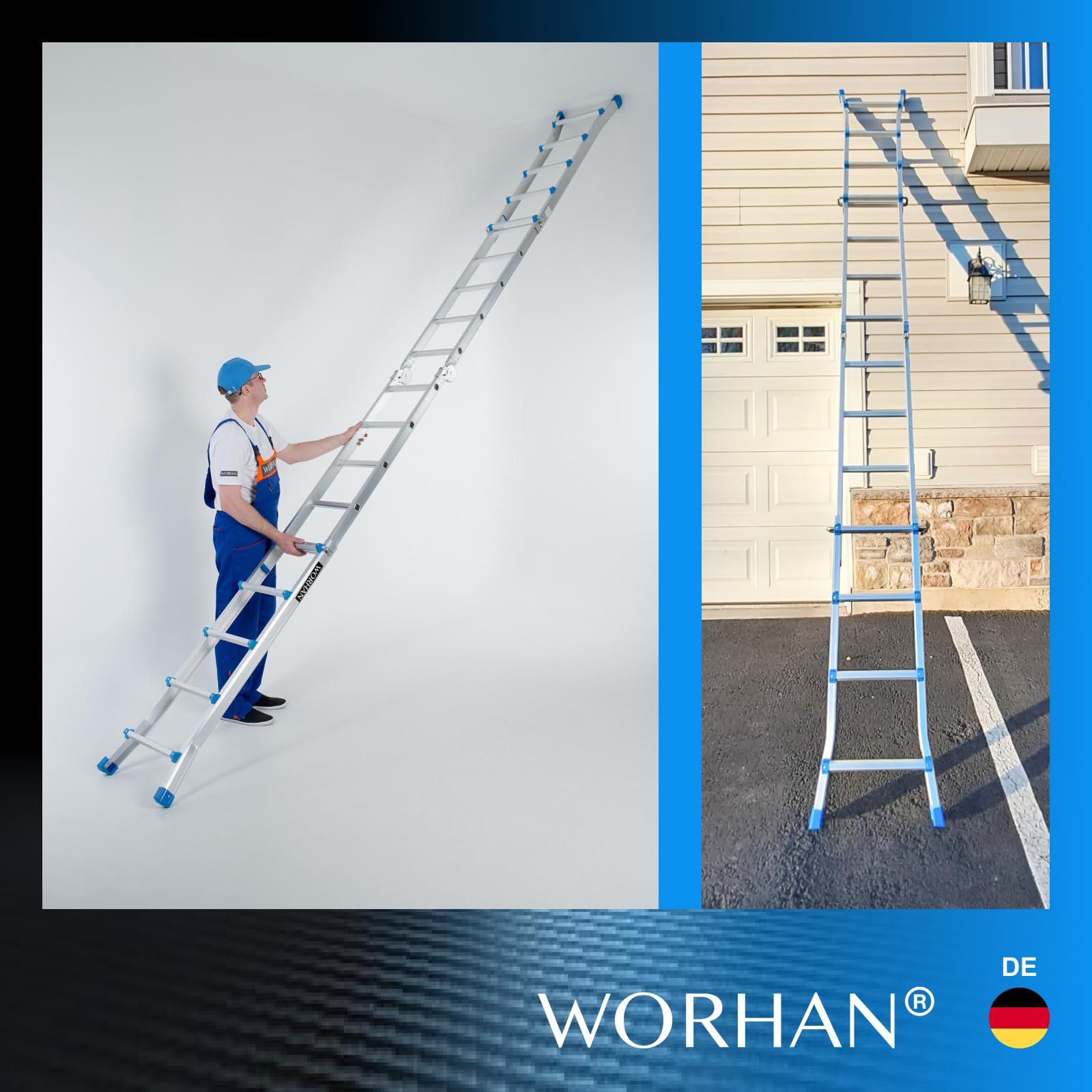 Teleskopleiter 414cm Leiter Anlegeleiter Klappleiter Multifunktionsleiter Größenauswah L4