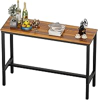 Vista 11 de Teraves Mesa de bar, mesa de bar con altura de barra, mesa de altura de mostrador con marco de metal resistente, mesa rectangular alta para cocina