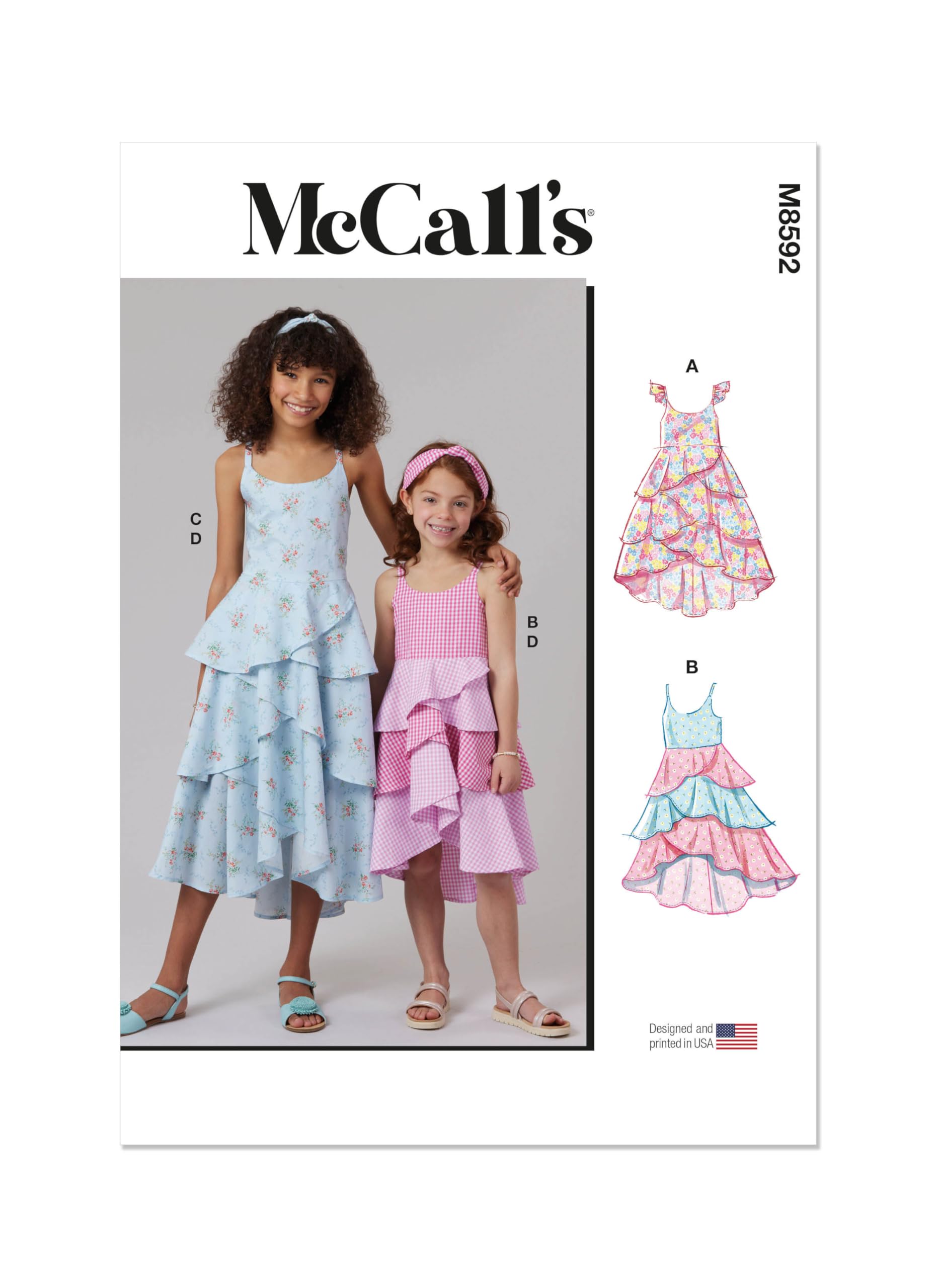Patron de couture M8592 McCall's : robes et serre-tête fille de 3 à 6 ans