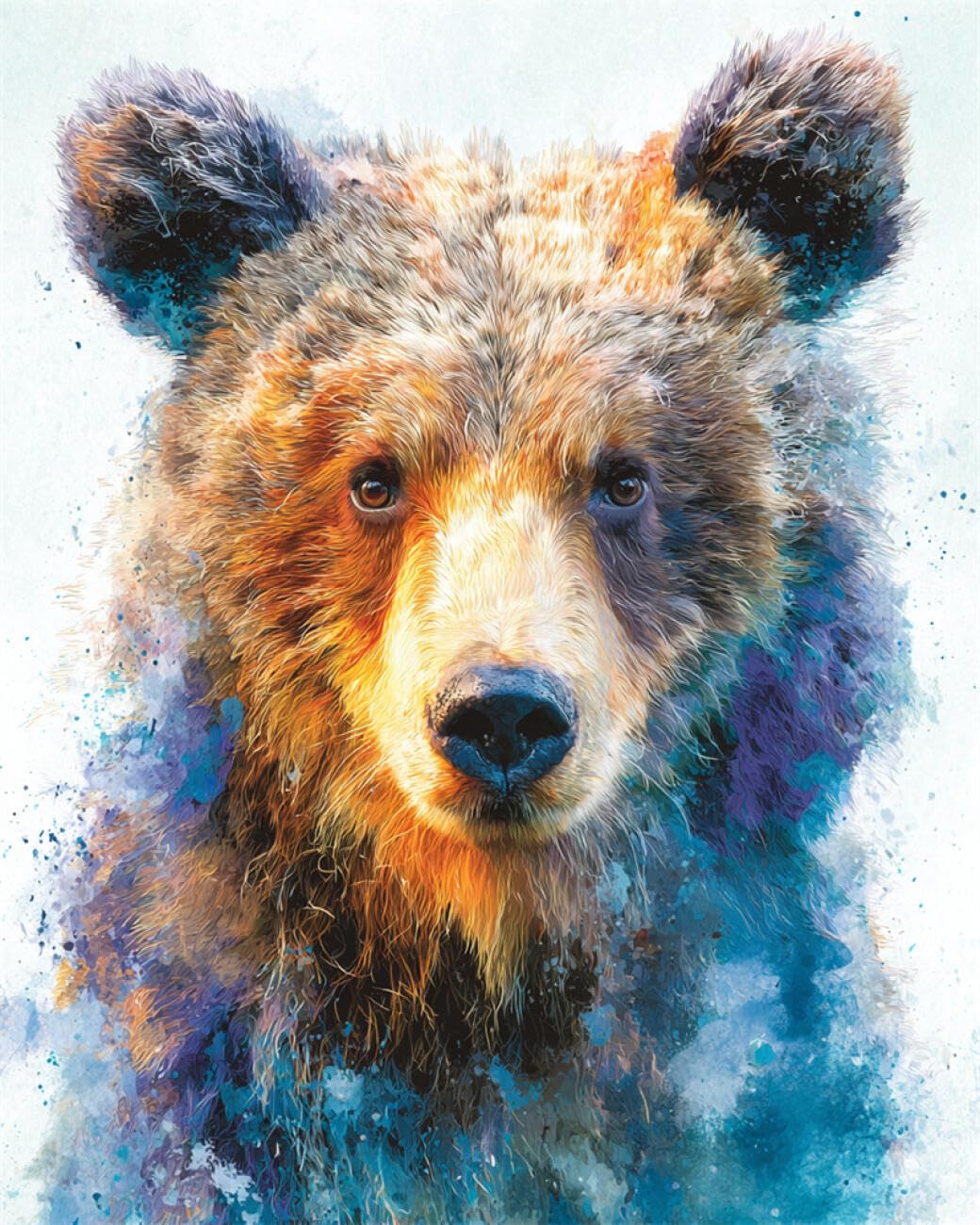 N.LANSHAN Diy Kit Alfombra Gancho De Pestillo Animal Oso De Acuarela Kit Para Alfombras Con Aguja De Pestillo Para Principiantes，Juego De Bordado，Kits De Manualidades 3D Para Decoración 60x90cm