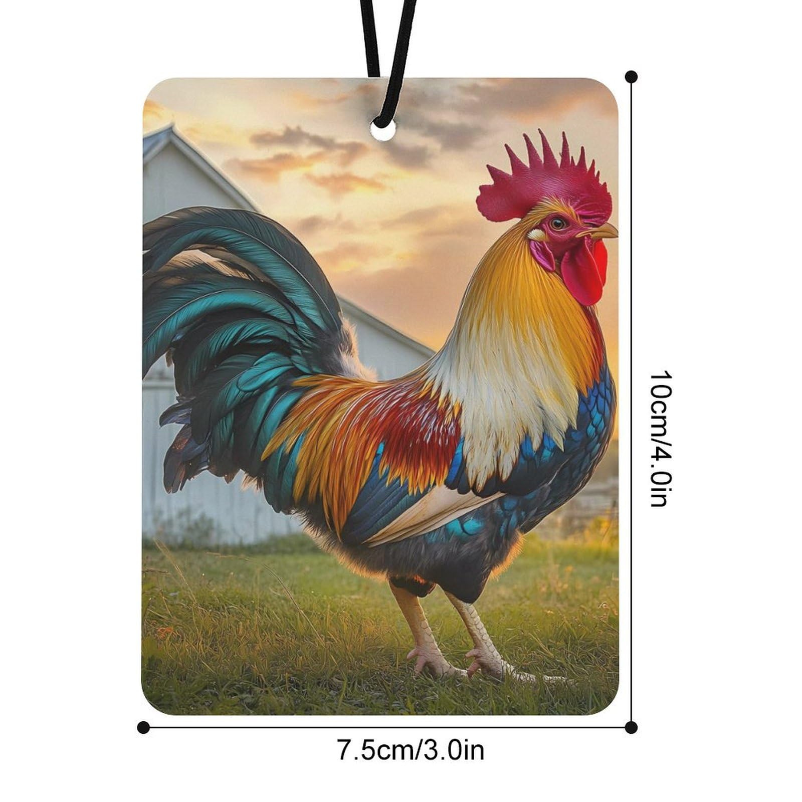 Rooster Farmhouse Car Air Freshener Hanging Aromatherapy Tablets for Car Accessories Square