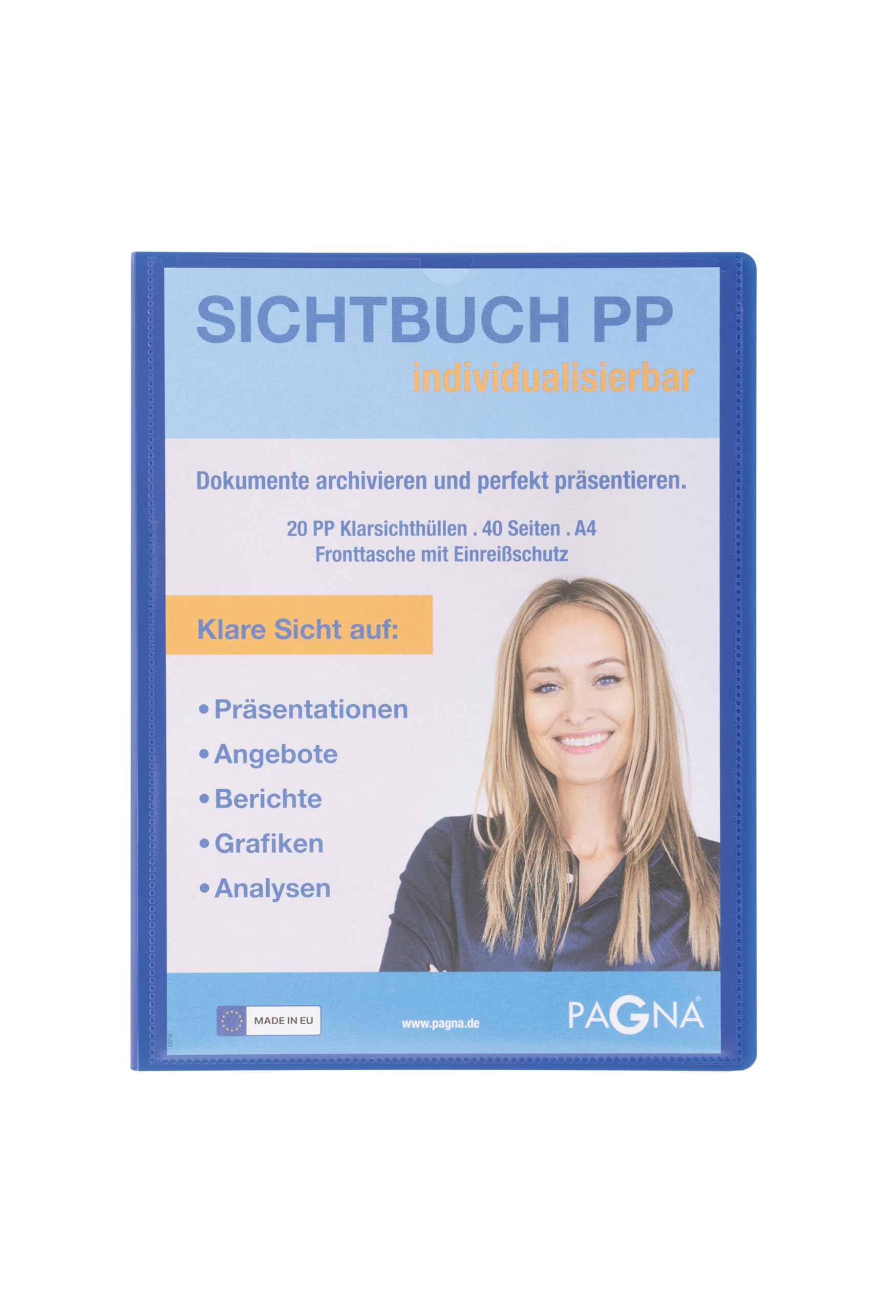 PAGNA Office 21011-07 Display Book A4 Polypropylene with Front Pocket Blue