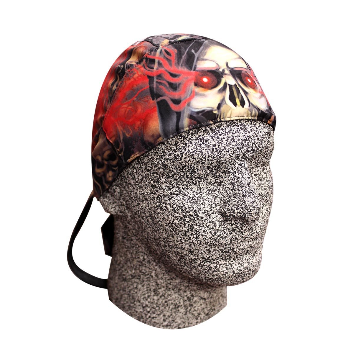 Capsmith Danbanna Deluxe Select Platinum Edition in the Catacombs Flames and Skull Doo Rag Skull Cap Headwrap with