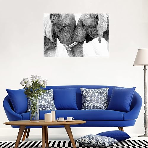 Vista 34 de DZL Art A74769 - Impresiones en lienzo abstractas para pared, pinturas artísticas azules y marrones, lienzo estirado de madera, enmarcado para sala