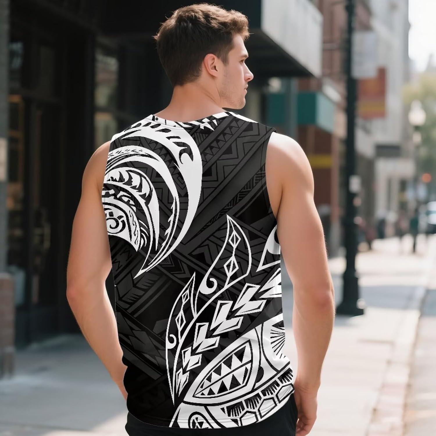 Polynesian Samoan Tribal Design Men's Tank Tops Bodybuilding Sleeveless Mens Tank Top Travel Vest