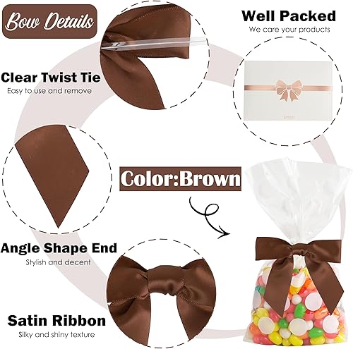 Vista 29 de AIMUDI Lazos giratorios para bolsas de golosinas de 3.5 pulgadas, lazos de satén azul turquesa para manualidades, lazos prefabricados con lazos Azul