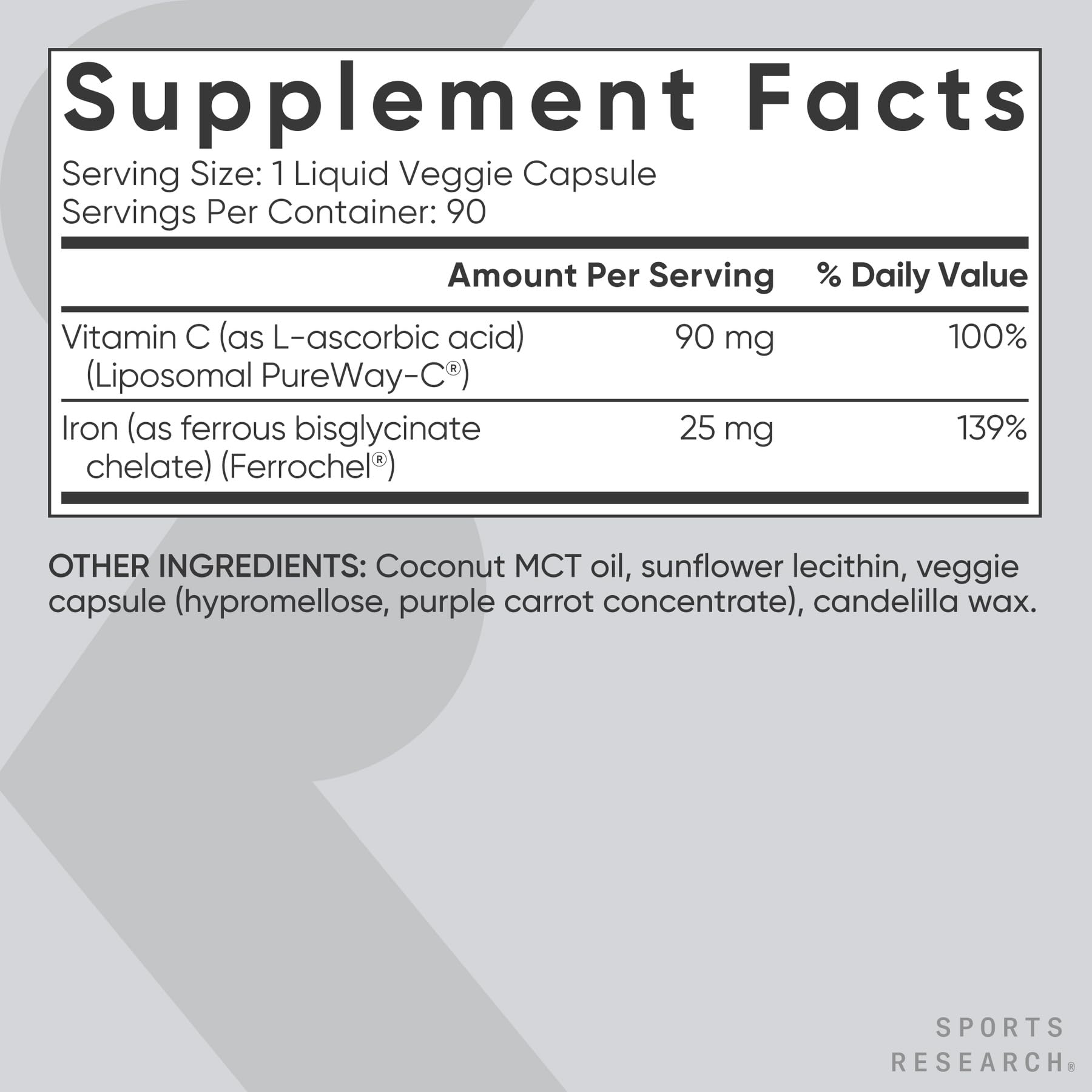 Sports Research® Iron Biglycinate (Chelated) 25mg, 90 Liquid Capsules — Amazon image 5