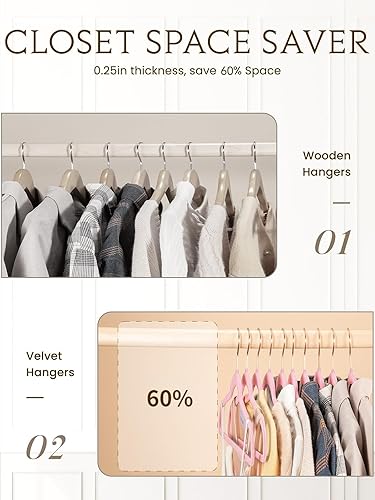 Miniatura 3 de Smartor Perchas de terciopelo rosa rosa, paquete de 50 ganchos de fieltro antideslizantes de oro rosa, ganchos flocados, perchas resistentes para