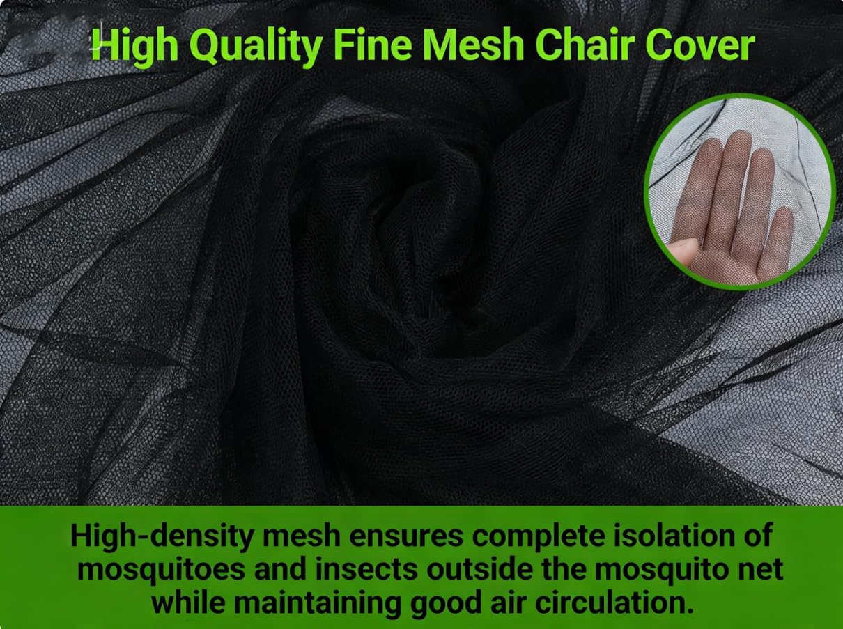 Black Portable Camping Chair Mosquito net, Outdoor Sunshade and Mosquito net Set with Zippered mesh Netting, Suitable for Fishing, Camping, and Other Outdoor Activities (Chair not Included).
