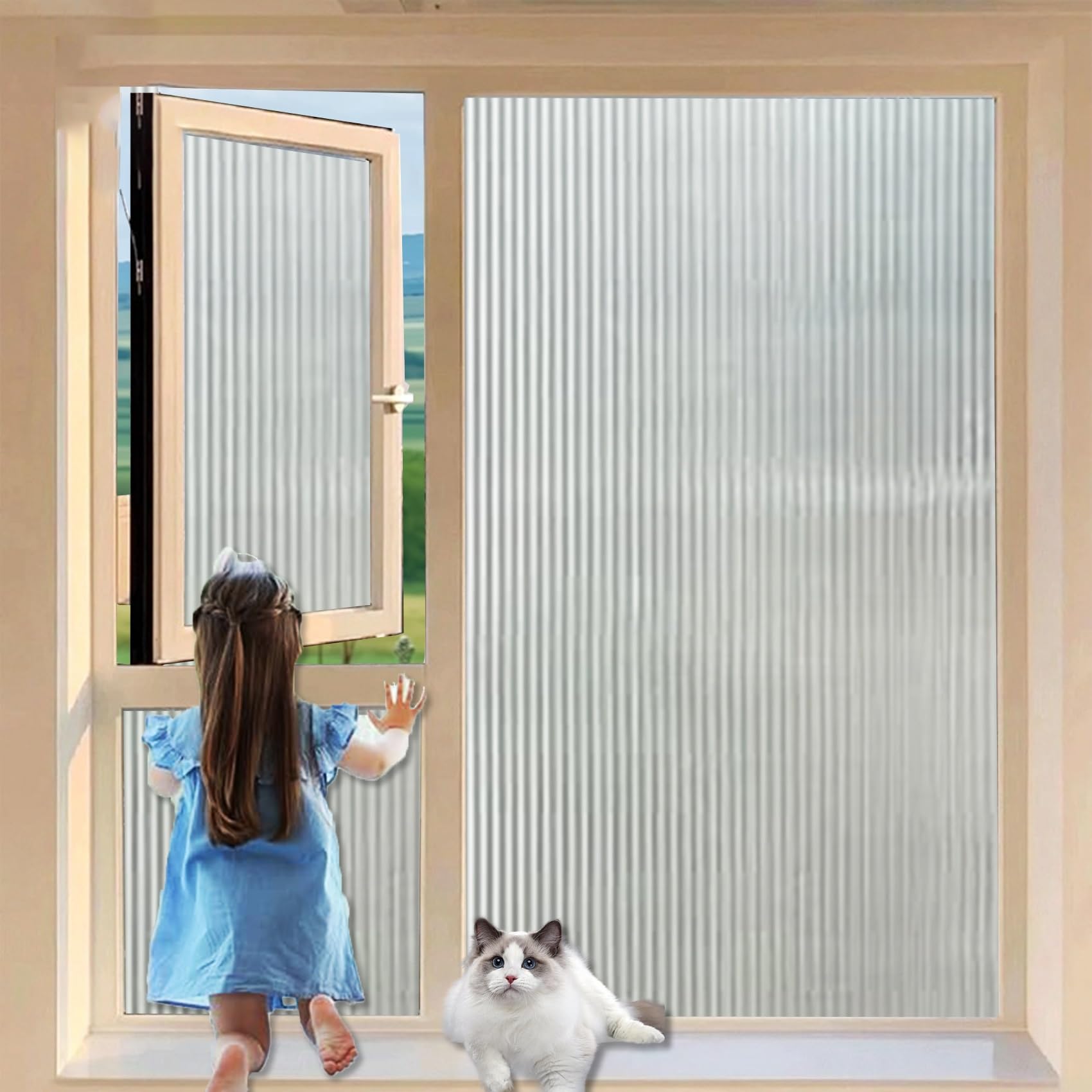 Privacy Film for Glass Windows 110 x 290 cm, Light Blocking, Daytime Privacy Decorative, Removable Reusable, Frosted Window Films Privacy Glass, for Office, Changhong 1