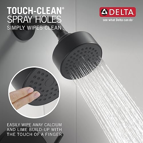 Miniatura 4 de Delta Faucet Kit moderno de grifo de ducha de la serie 14, color negro mate, con cabezal de ducha de un solo rociador, color negro mate T14459-BL-PP