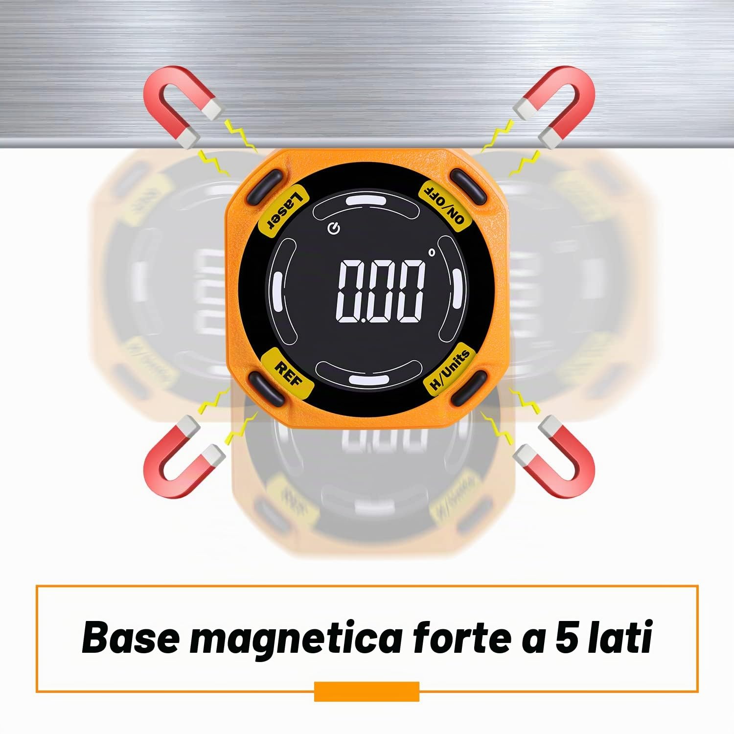 Goniometro digitale, goniometro digitale a 5 lati, magnetico, con strumento di livellamento laser, inclinometro digitale per carpenteria, livellamento per misurazioni di lavorazione del legno