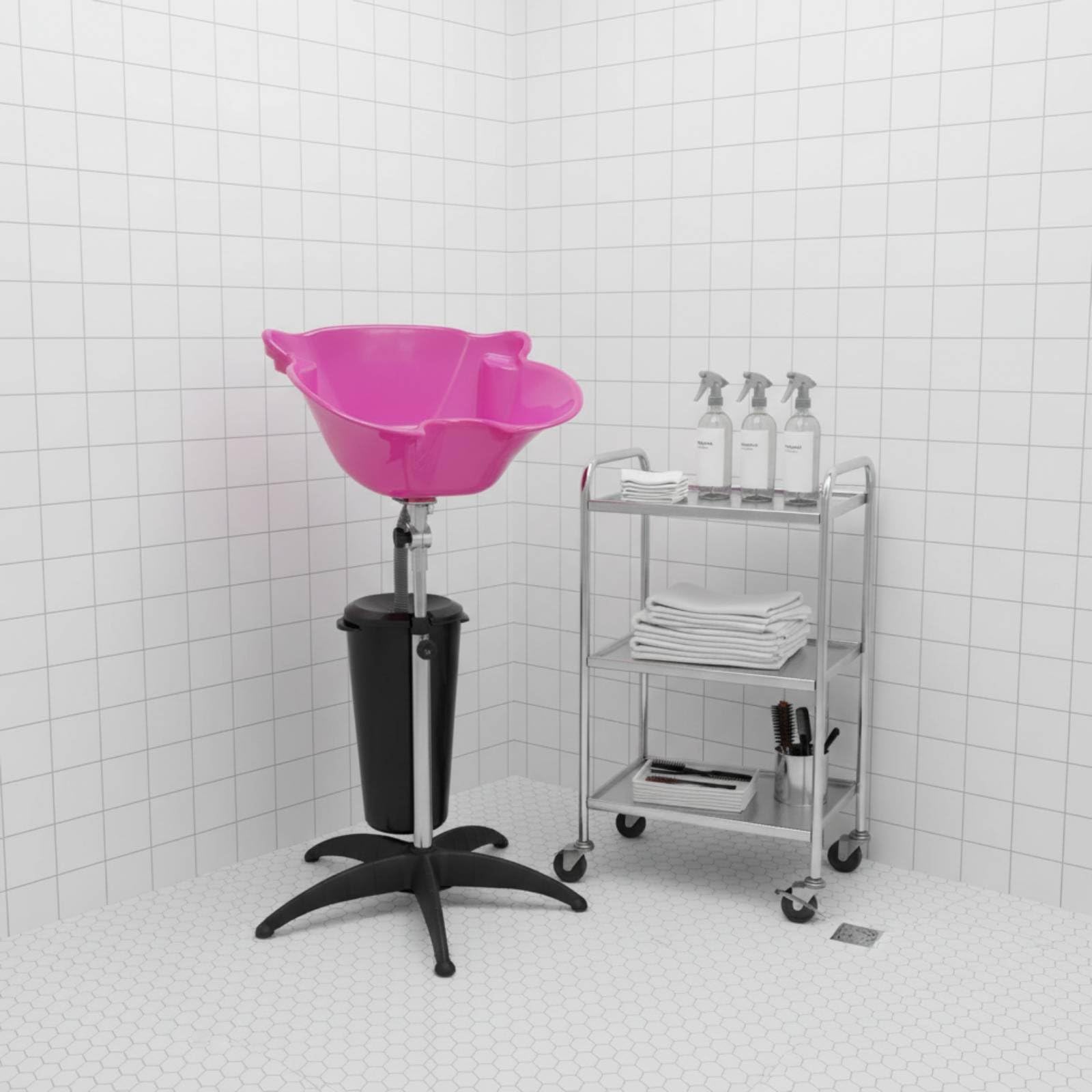 TISHITA Portable Haarwaschbecken Shampoo Becken Waschbecken Haarspülbecken Ergonomisch Ausgerichtet für Unterschiedliche Kundengrößen mit Flexibler, Rot