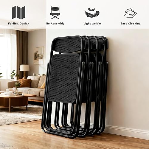 Miniatura 3 de Paquete de 10 sillas plegables de plástico, sillas plegables de plástico, sillas de fiesta portátiles para interiores y exteriores, asientos