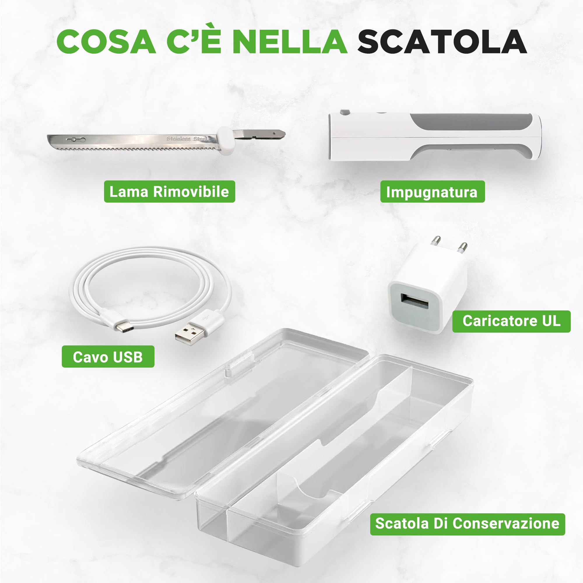 NutriChef Coltello Elettrico da Cucina Cordless, Facile da Usare con Pulsante Sicurezza ON/OFF, Coltello Elettrico Affetta Tacchino, Carne, Pollo, Pane, Formaggio, Leggero, Ergonomico