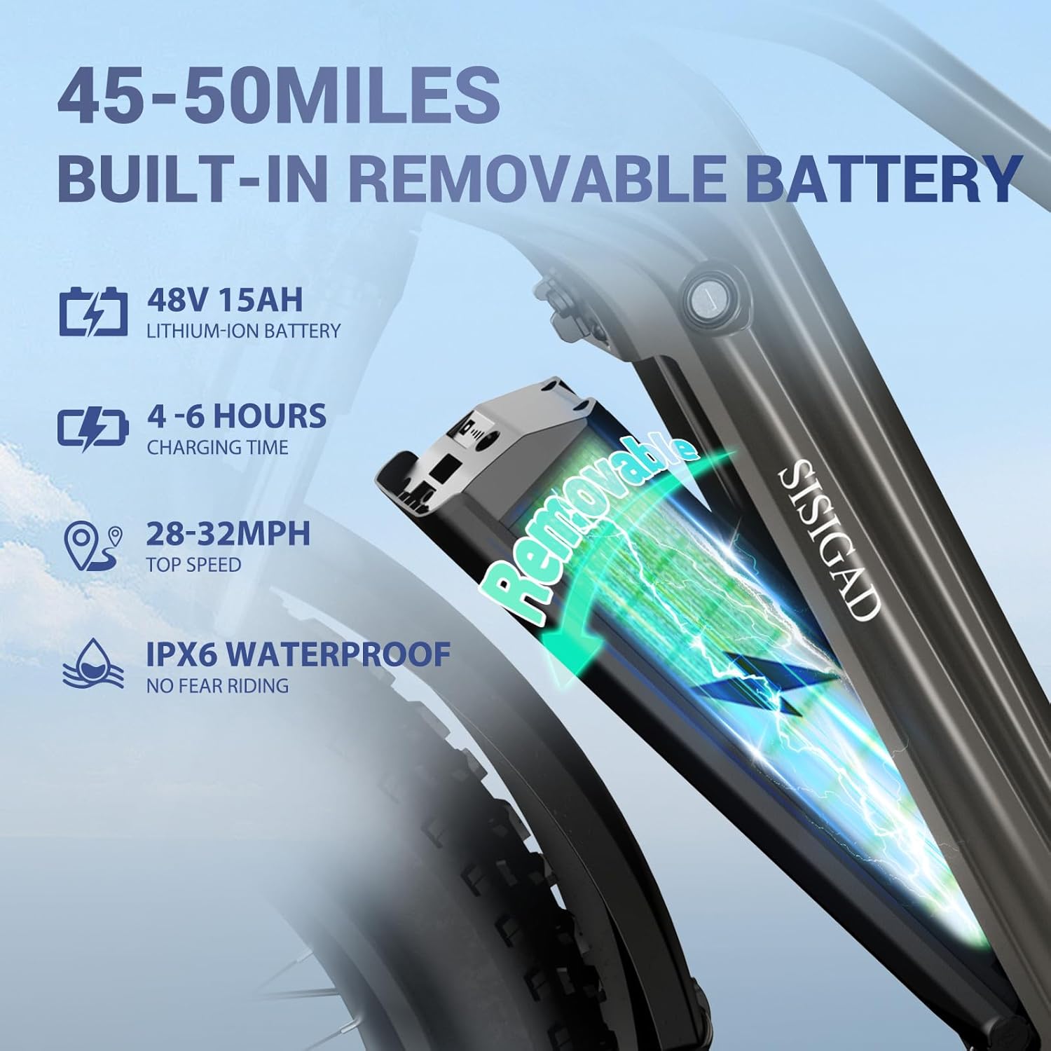 SISIGAD F618 Electric Bike Removable Battery