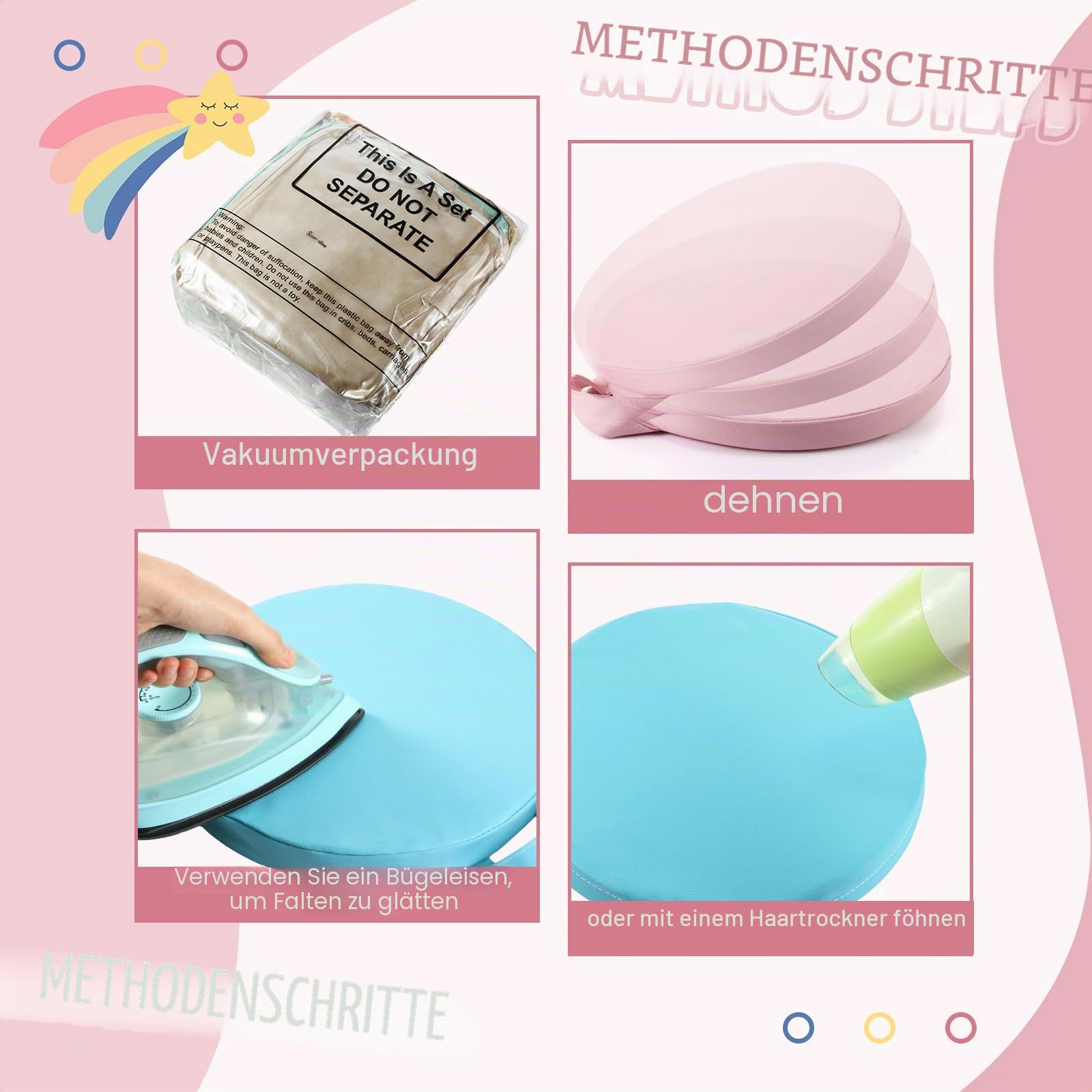 Sawysine Bodenkissen, flexibel, mit Griff, für Kinder, Zuhause, Schule, Klassenzimmer, Kindergarten, Kindergarten (Pastellfarbe, rund), 12 Stück