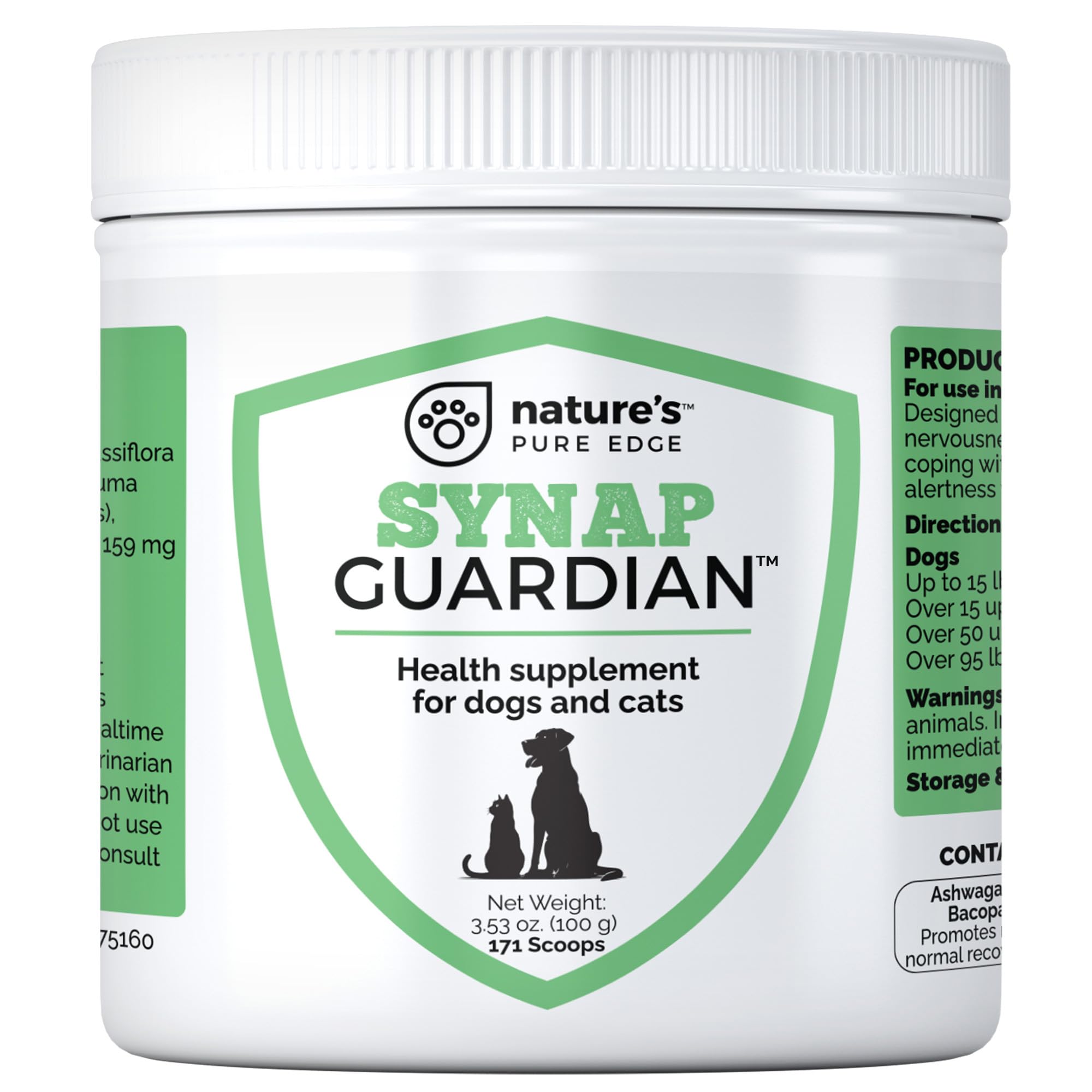 Seizure Support and Calming Aid for Dogs and Cats - All Natural Epilepsy and Seizure Aid. Ashwagandha, Blue Vervain, Valerian, L-tryptophan, L-Taurine, Chamomile, Milk Thistle, Turmeric.
