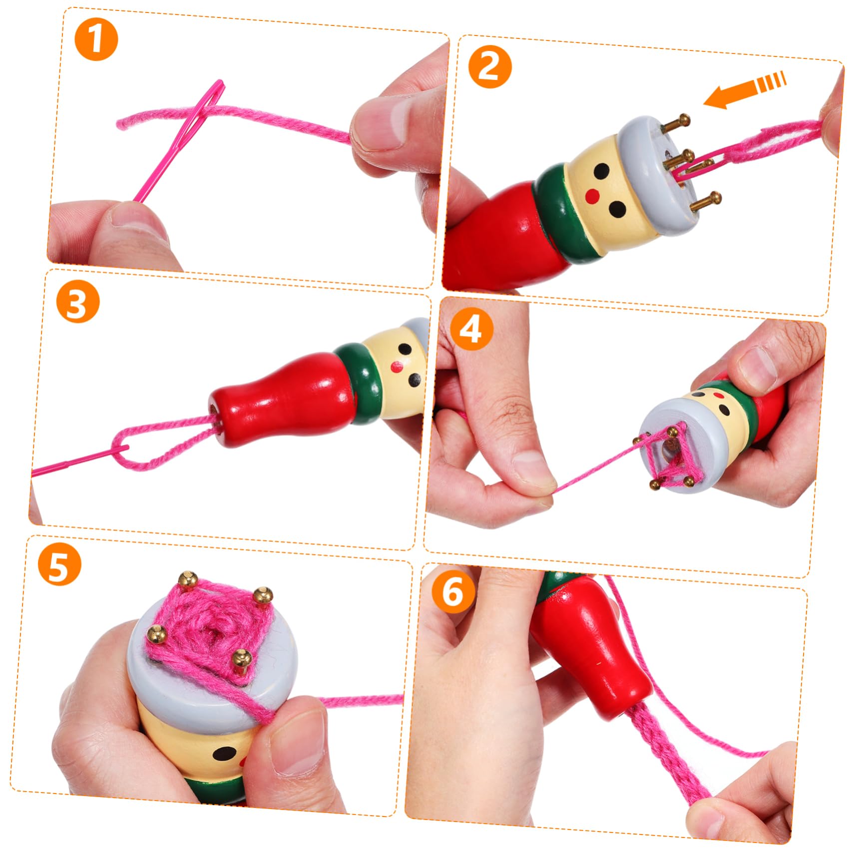 SUPVOX 4-pc Knitted Puppet Set Knitting Dolly Craft Kit Wooden Doll Making Tools for Boys and Girls Doll Set Random Color
