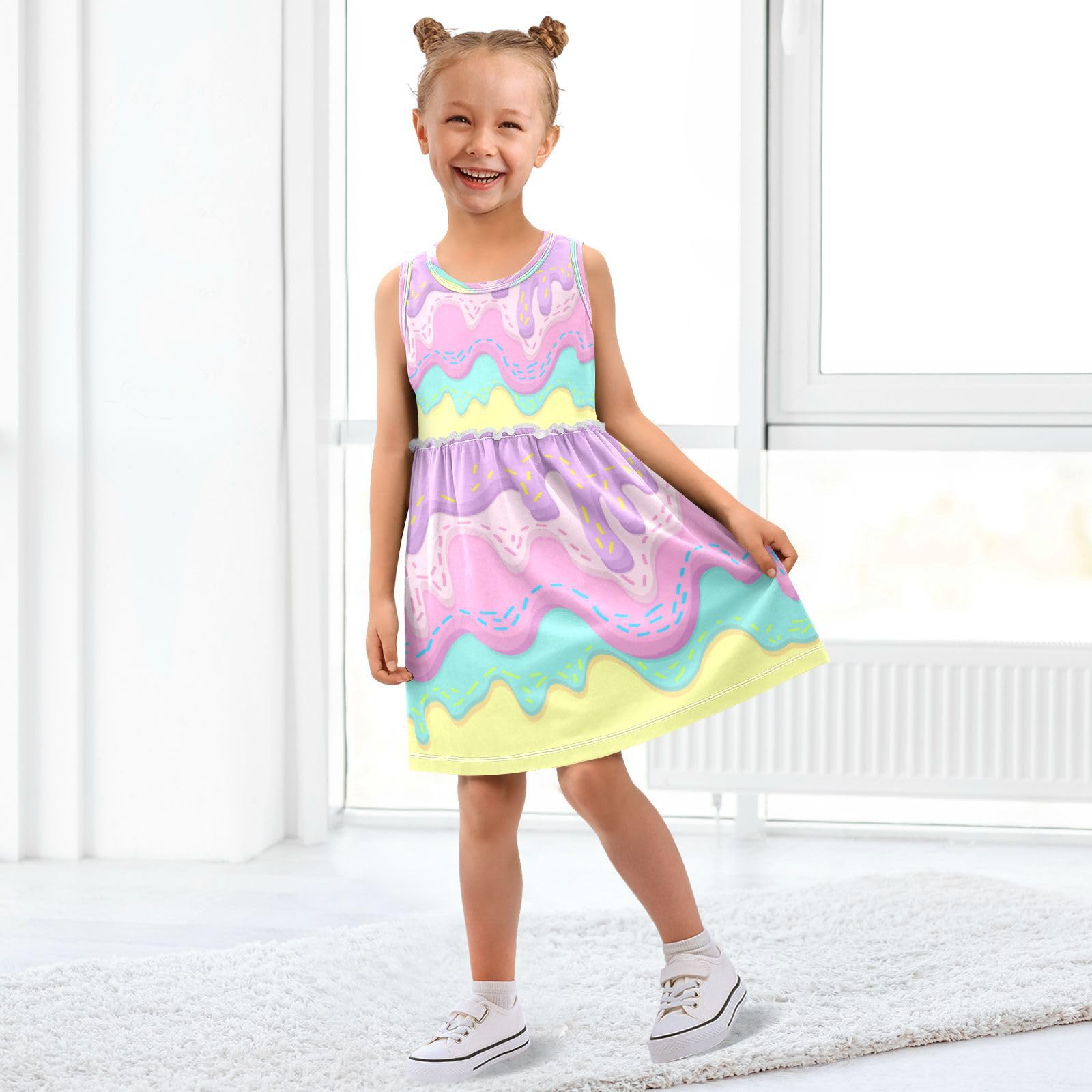 ice cream dress 4t Girls' ice cream print sleeveless twirl dress 8